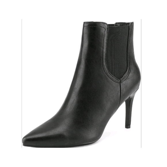 Dream Pairs Shoes - Dream Paris women Black leather pointed toe ankle heel  booties